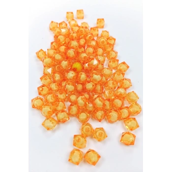 Küp Boncuk İçten Boncuklu Bileklik Çanta Boncuğu 10 mm 50 gr Turuncu - BNC452