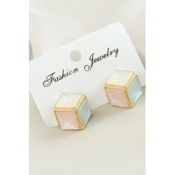 Küp Damla Sedef Taşlı Metal Küpe