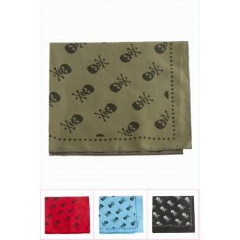 Kuru Kafa Desenli Keten Bandana 50*50