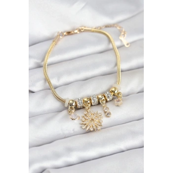 Kutup Yıldızı Model Charmlı Gold Renk Kadın Bileklik - TJ-BB8215