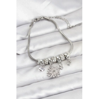 Kutup Yıldızı Model Charmlı Gümüş Renk Kadın Bileklik - TJ-BB8214