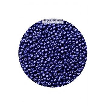 Lacivert Renk 4 mm Yaklaşık 660 adet / 60 gram Cam Boncuk Oya Yazma Bileklik ve Kolye