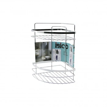 LAMALI   2 KATLI - ÜÇGEN   KROM   METAL  BANYO KÖŞELİK - DUŞKABİN RAF (4887)