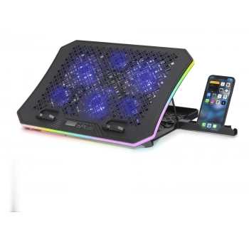 Laptop Soğutucu 6X Fan Rgb + Telefon Standı 14–18 - Siyah DCXAA8