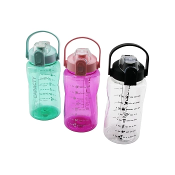 LARGE CAPACITY - 1500ML MOTİVASYON SULUK MATARA KİLİTLİ KAPAK - TAŞIMA KULP - RENKLİ PLS (4887)