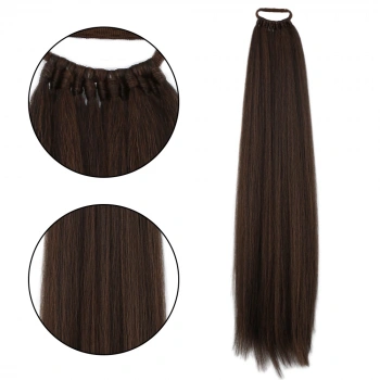 Lastik Tokalı At Kuyruğu Düz - Kahve Karamel