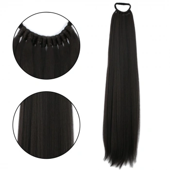 Lastik Tokalı At Kuyruğu Düz - Kahverengi