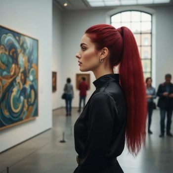 Lastik Tokalı At Kuyruğu Düz - Kızıl