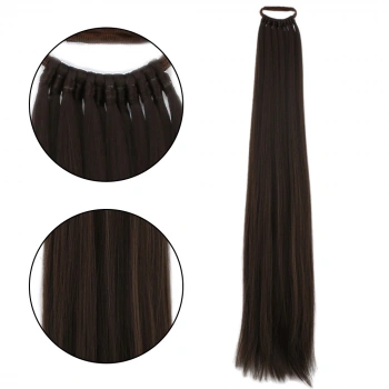 Lastik Tokalı At Kuyruğu Düz - Koyu Kumral