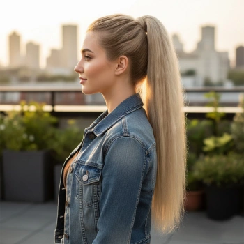 Lastik Tokalı At Kuyruğu Düz - Kumral Beyaz Platin Röfle