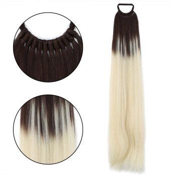 Lastik Tokalı At Kuyruğu Düz - Kumral / Platin Ombre