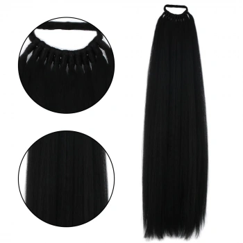 Lastik Tokalı At Kuyruğu Düz - Siyah