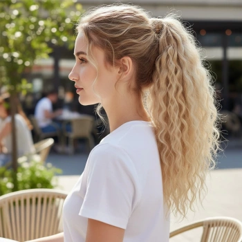 Lastik Tokalı At Kuyruğu Kabarık Afro Dalgalı - Balköpüğü Platin Röfle