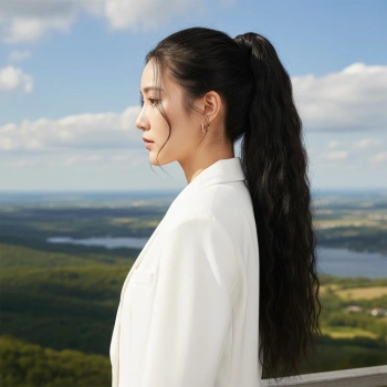 Lastik Tokalı At Kuyruğu Kabarık Afro Dalgalı - Kahve Karamel