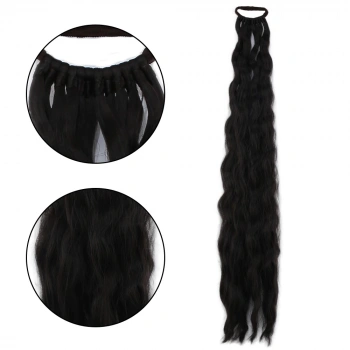 Lastik Tokalı At Kuyruğu Kabarık Afro Dalgalı - Kahve Karamel