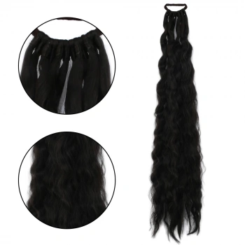 Lastik Tokalı At Kuyruğu Kabarık Afro Dalgalı  - Kahverengi