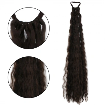 Lastik Tokalı At Kuyruğu Kabarık Afro Dalgalı - Koyu Kumral