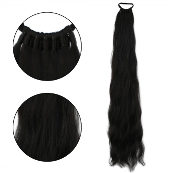 Lastik Tokalı At Kuyruğu Su Dalgalı  - Kahverengi