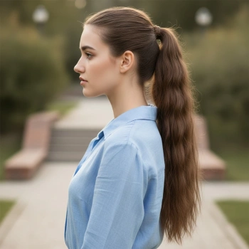 Lastik Tokalı At Kuyruğu Su Dalgalı  - Kumral