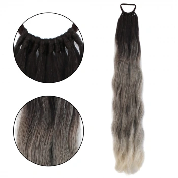 Lastik Tokalı At Kuyruğu Su Dalgalı - Kumral / Beyaz Platin Ombre