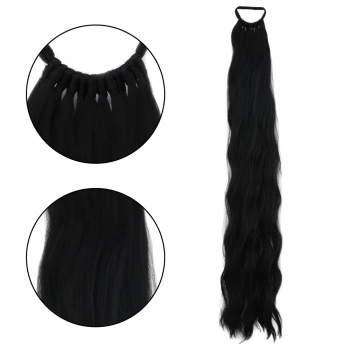 Lastik Tokalı At Kuyruğu Su Dalgalı  - Siyah