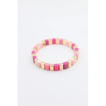 Lastikli Porselen Bilezik - Pembe