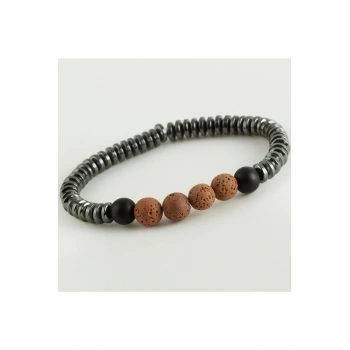 Lav-Hematit Doğaltaş Bileklik