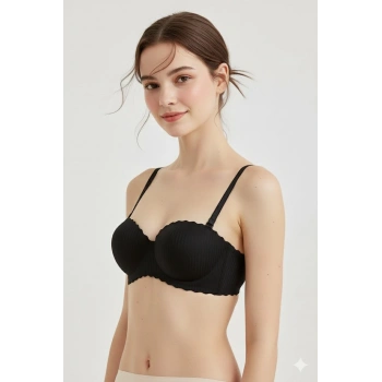 Lazer Kesim Dolgulu Telsiz  İz Yapmaz Sütyen Siyah