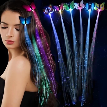 Led Fiber Optik Işıklı Kelebek Saç Klipsi 1 Adet (4887)
