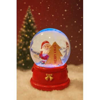 LED Işıklı MERRY XMAS  Noel Kar Küresi – 9 cm Orta Boy Dekoratif Hediye - 48