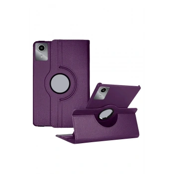 Lenovo Tab M11 TB330FU 360 Tablet Deri Kılıf - Mürdüm