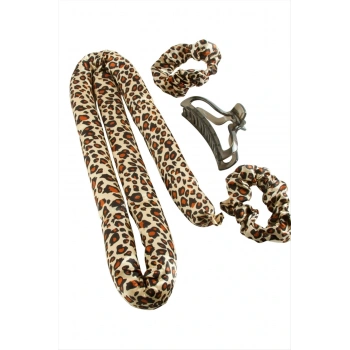 leopar Desenli Bugidi Saç Şekillendirici Sünger Set