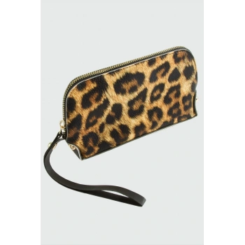 Leopar Dikdörtgen Deri Cüzdan