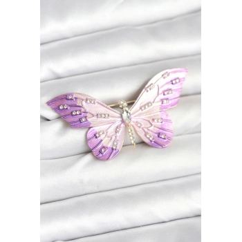 Lila Renk Kelebek Model Broş - TJ-BR465