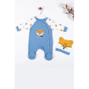 Little Fox Desenli % 100 Pamuk Erkek Bebek Tulumu