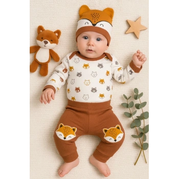 Little Fox Desenli 3lü % 100 Pamuklu Erkek Takım