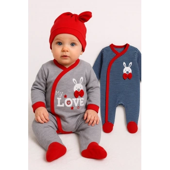 Love Desenli Erkek Bebek 4lü Tulum Seti