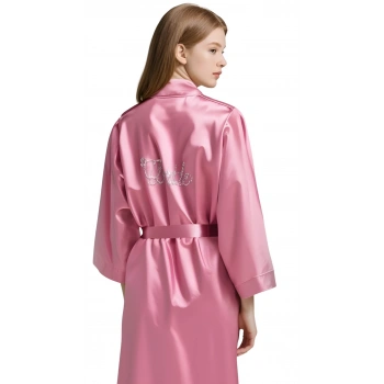 Luna Lora Gül Kurusu Saten Bride Sabahlık Zarif Kadın Ev Giyim