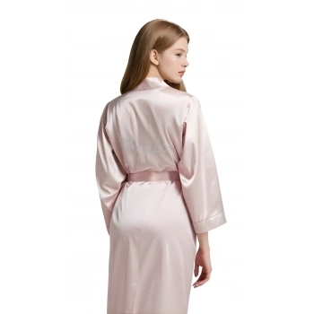 Luna Lora Pudra Saten Bride Sabahlık Zarif Kadın Ev Giyim