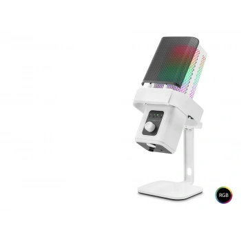 M6W Profesyonel Masaüstü Gaming Rgb Mikrofon 192 Khz / 24 Bit Type-C - Beyaz