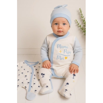 Marin Kravuze Desenli Erkek Bebek 4lü Tulum Seti