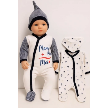 Marin Kravuze Desenli Erkek Bebek 4lü Tulum Seti