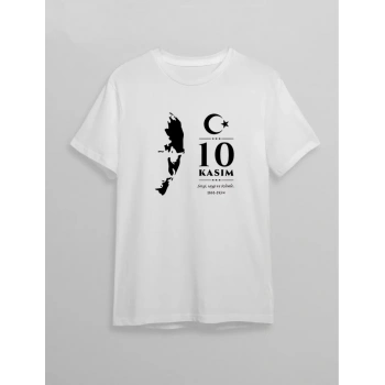 MARSiLYAN- 10 Kasım Atatürk Baskılı T-shirt - Beyaz