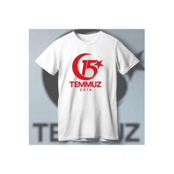 MARSiLYAN- 15 Temmuza Özel Tasarım 2016 Baskılı T-shirt - Beyaz
