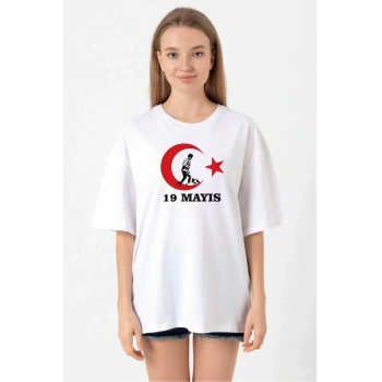 MARSiLYAN- 19 Mayıs 20/1 Baskılı T-shirt - Beyaz