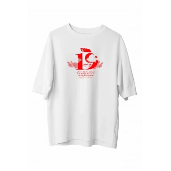 MARSiLYAN- 19 Mayıs Unisex Baskılı T-shirt - Beyaz