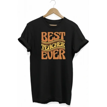 MARSiLYAN- 24 Kasım Öğretmenler Günü Hediye Baskılı Oversize Bisiklet Yaka T-shirt - Siyah