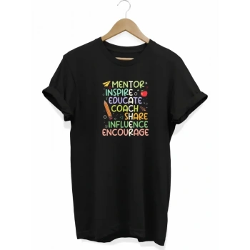 MARSiLYAN- 24 Kasım Öğretmenler Günü Hediye Temalı Oversize Bisiklet Yaka T-shirt - Siyah