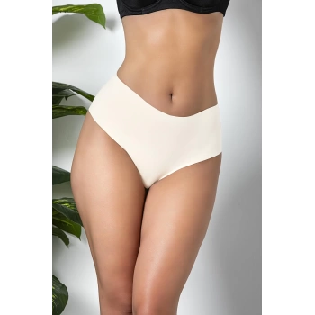 MARSiLYAN- 3LÜ PAKET DİKİŞSİZ, İZ YAPMAZ, LAZER KESİM, YÜKSEK BEL SLİP KÜLOT EKRU (MGP21263)