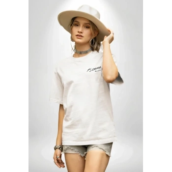 MARSiLYAN- 30 Ağustos Zafer Bayramı Atatürk Temalı Oversize Bisiklet Yaka T-shirt - Beyaz
